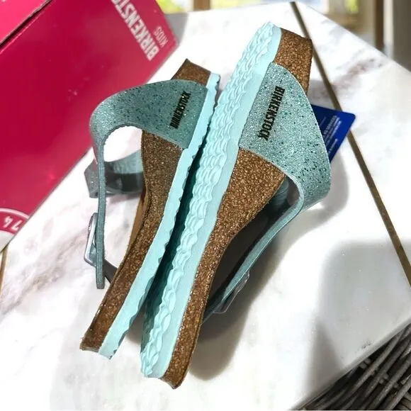 🔥 🆕 BIRKENSTOCK Girls Sandals Green Gizeh Cosmic Sparkle Size 30 US 12 - 12.5