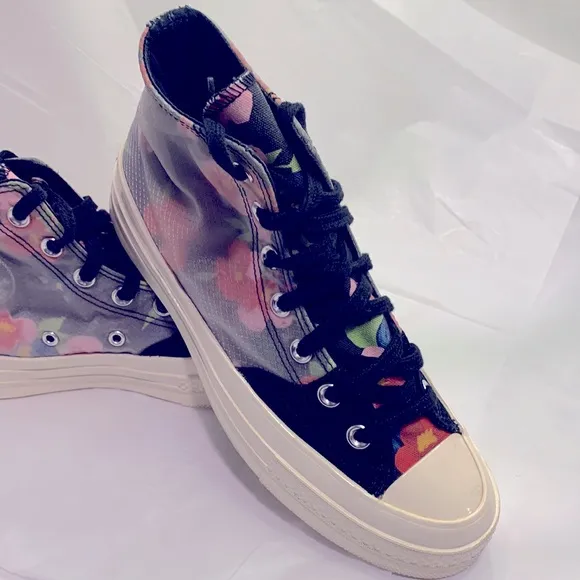 - Converse Floral Chuck 70 Sz 6  (men) Hi Top Womens Shoes Black Flower