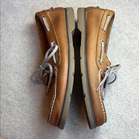 🍿 Sperry Tan leather Boat Shoes with Moccasin Stitching