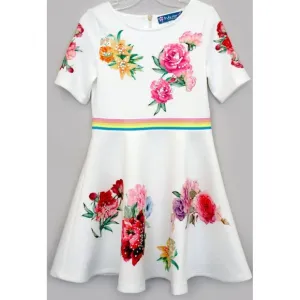 ❤️ sz 12 Easter NEW Truly Me Hannah Banana Scuba Girls Dress Roses ❤️