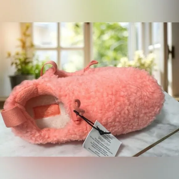 🔥 UGG Plushy Slippers Shearling Slip On Loafers Kids Size 2 EU 33.5