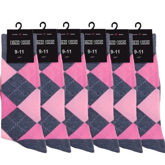 12 PAIRS PINK GREY GROOMSMEN WEDDING ARGYLE SOCKS