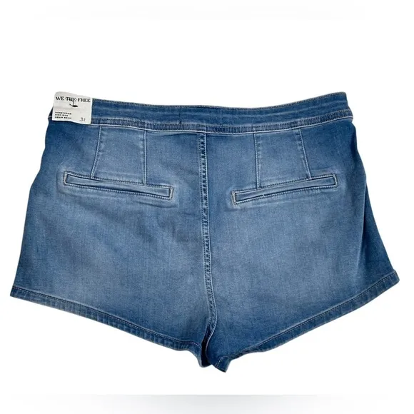 #120 NWT Free People Honeycomb Denim Micro Shorts in Ripple Reflect