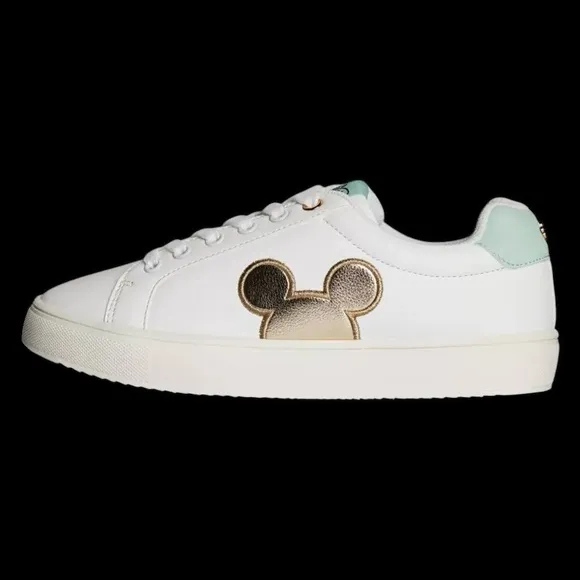 2025 Disney Mickey Mouse Ladies Character Sneakers Size 8 NIB Gold NEW Shoes