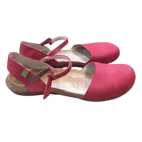 41 El Naturalista New Collection Leather Red Mary Jane Slide Sandals Shoes 10