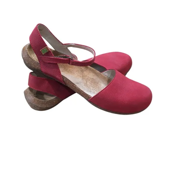 41 El Naturalista New Collection Leather Red Mary Jane Slide Sandals Shoes 10