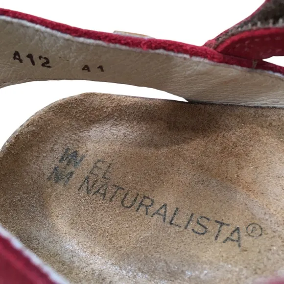 41 El Naturalista New Collection Leather Red Mary Jane Slide Sandals Shoes 10