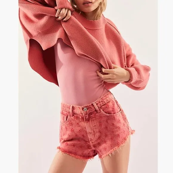 #59 NWT Free People Mixed Emotions High Rise Short in Dragonfruit Sorbet