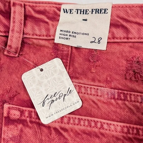 #59 NWT Free People Mixed Emotions High Rise Short in Dragonfruit Sorbet