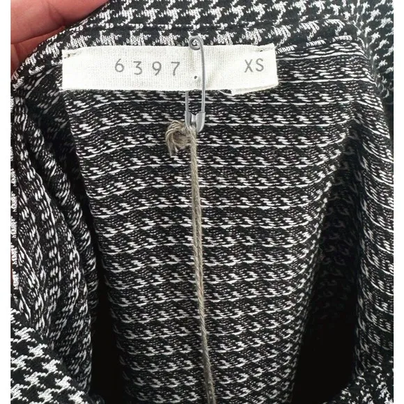 6397 Women Oversized Houndstooth Mini Shirt Dress XS Modern Lagenlook Minimalist