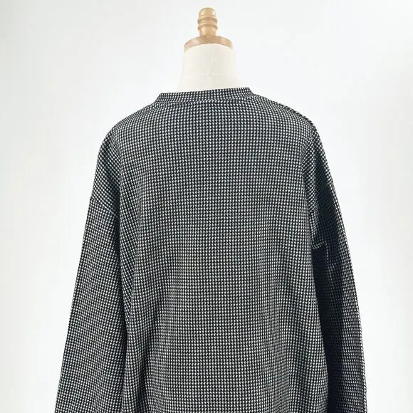 6397 Women Oversized Houndstooth Mini Shirt Dress XS Modern Lagenlook Minimalist
