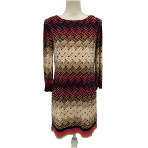80. Eliza J Womens 6 Geometric Print Dress 3/4 Sleeve Lined Modern Chic