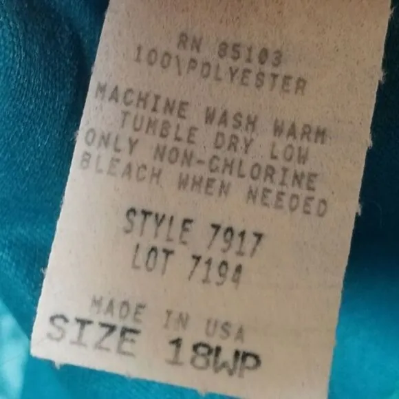 80s Vintage Classic Apparel Teal Cabbage Rose Pleated Quarter Sleeve Midi Dress