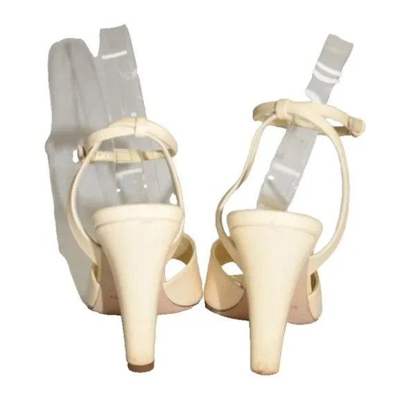 $850 Saint Laurent Scandale sandals nude cream leather heels 36 (TE9)