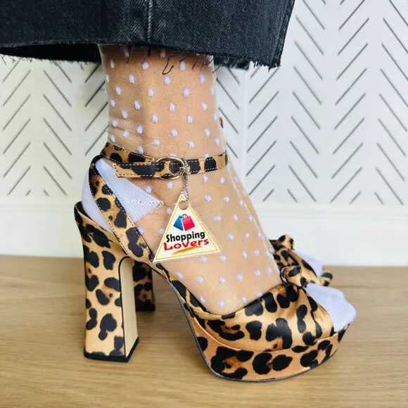 👠9 Women Sandals Open Toe Platform High Heel Shoes Stiletto heels Leopard 4.5&quot;