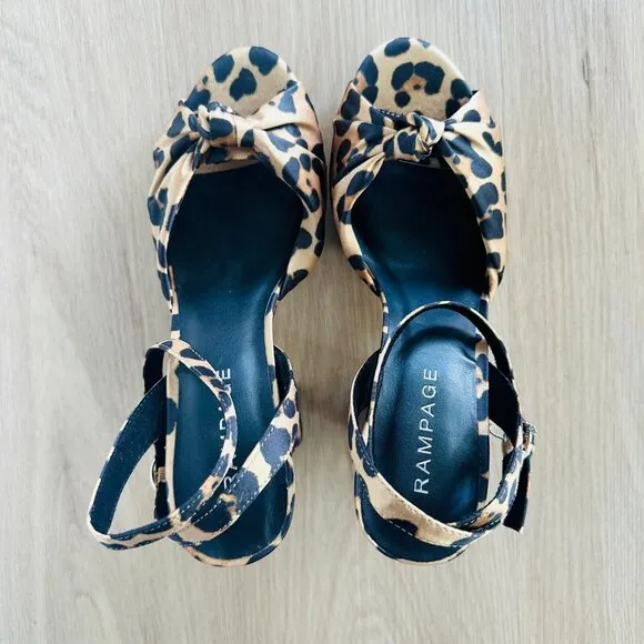 👠9 Women Sandals Open Toe Platform High Heel Shoes Stiletto heels Leopard 4.5&quot;