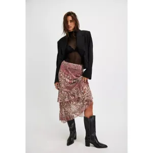 #9b NWT- Free People Wilder Maxi Skirt Sunset Combo- Butterfly Sz:10 Ret$168