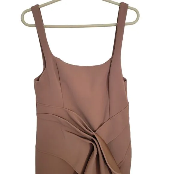 Acler Habana Dress Size 8 Scuba Elegant Midi Tan Brown Length Sleeveless Modern