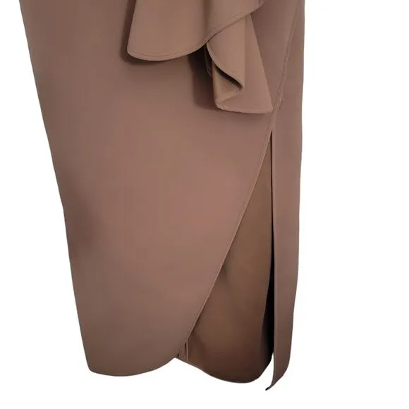 Acler Habana Dress Size 8 Scuba Elegant Midi Tan Brown Length Sleeveless Modern