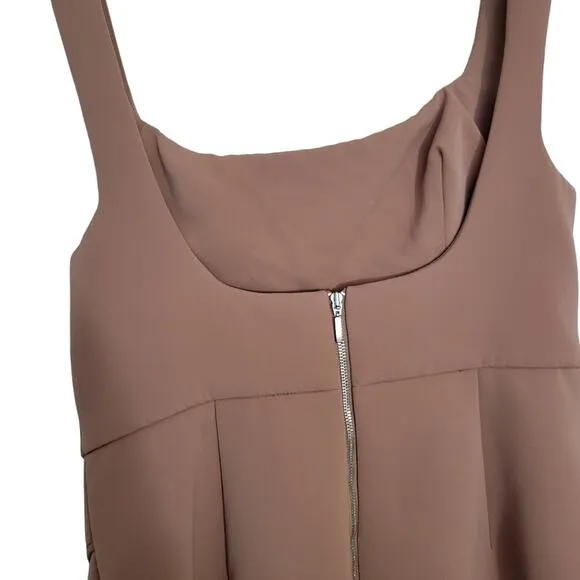 Acler Habana Dress Size 8 Scuba Elegant Midi Tan Brown Length Sleeveless Modern