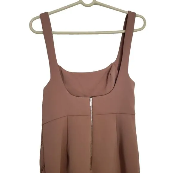 Acler Habana Dress Size 8 Scuba Elegant Midi Tan Brown Length Sleeveless Modern