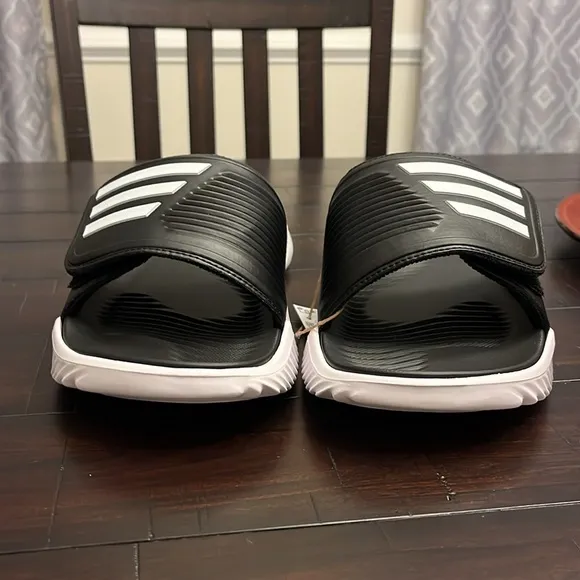Adidas Alphabounce 2.0 Slides Sandals Shoes new GY9415 black white Mens Size 10