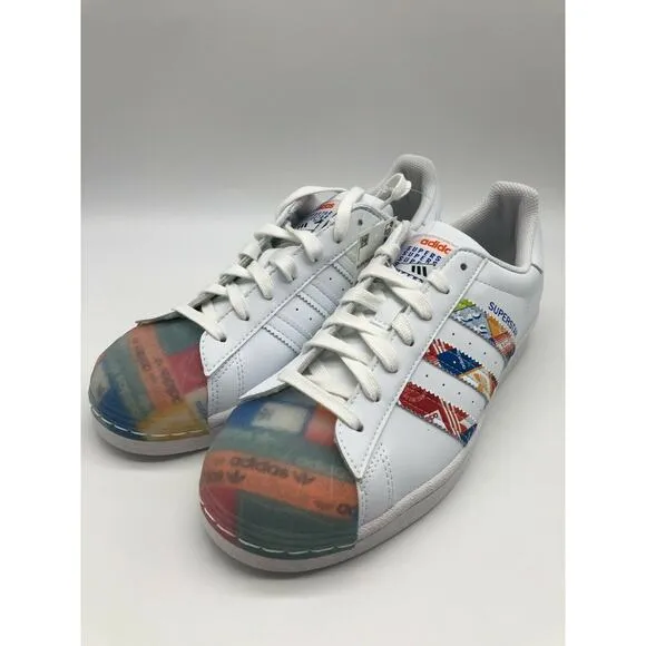 Adidas Men's Originals Superstar Shoes White Multicolor Sneakers Size 8.5 NWT