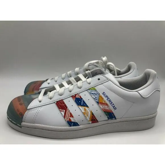 Adidas Men's Originals Superstar Shoes White Multicolor Sneakers Size 8.5 NWT