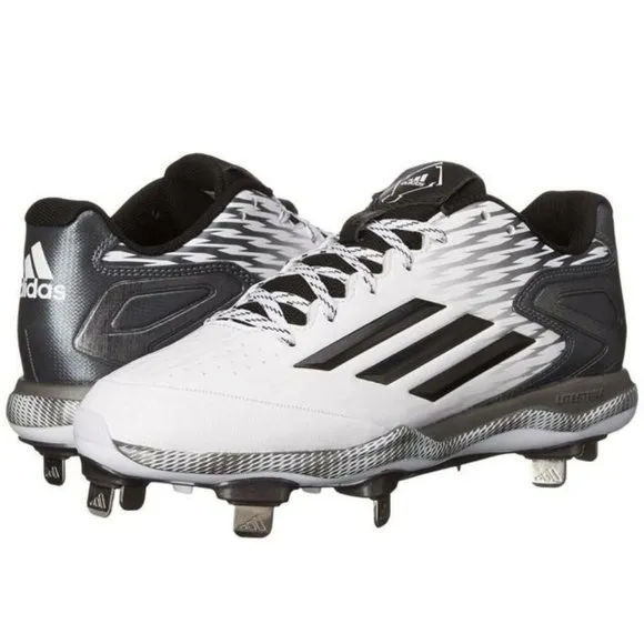 Adidas Men's PowerAlley 3 Metal Baseball Cleats Shoes White Black Grey Size 9