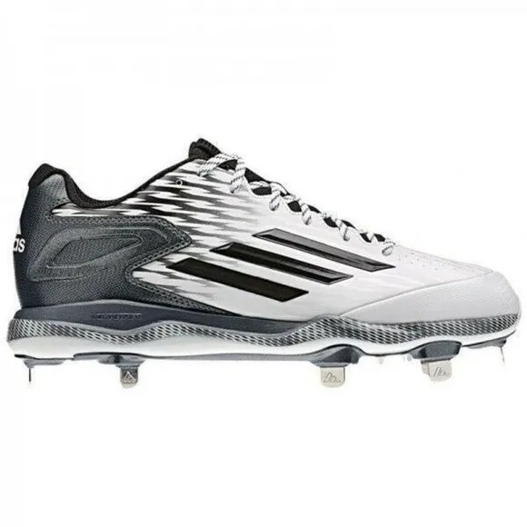 Adidas Men's PowerAlley 3 Metal Baseball Cleats Shoes White Black Grey Size 9