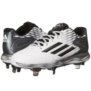 Adidas Men's PowerAlley 3 Metal Baseball Cleats Shoes White Black Grey Size 9