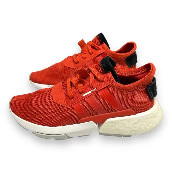 Adidas Mens Sneakers Sz 6 Red POD-S3.1 Lace Up Mesh Shoes Boost NEW