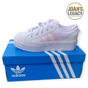 Adidas Originals Kids Nizza Platform (Little Kid) (White/Clear Pink/White)...