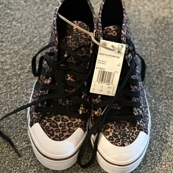 adidas Originals Nizza Platform mid sneakers in black leopard print