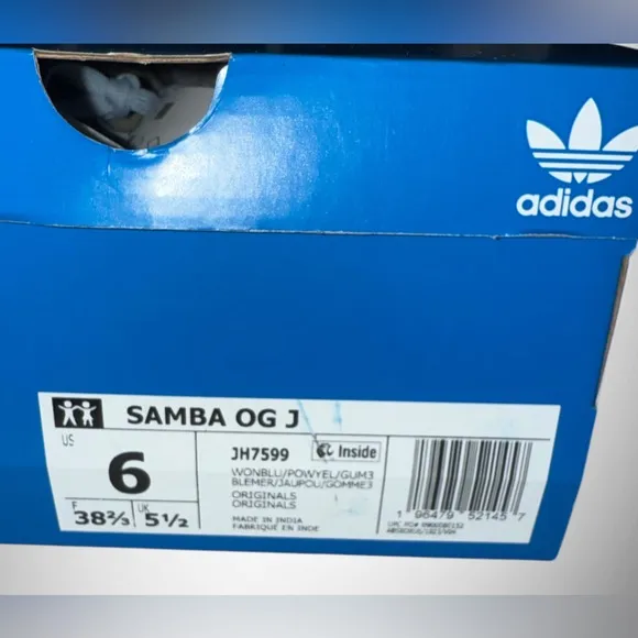 adidas Originals SAMBA OG J lowTOP Sneakers Size US 6 UK 39 Euro 5.5 NEW