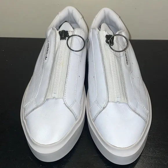 ADIDAS ORIGINALS WOMEN'S SLEEK SUPER ZIP TRAINERS SHOES SNEAKERS WHITE PLATFORM