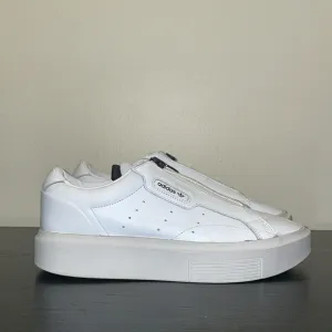ADIDAS ORIGINALS WOMEN'S SLEEK SUPER ZIP TRAINERS SHOES SNEAKERS WHITE PLATFORM