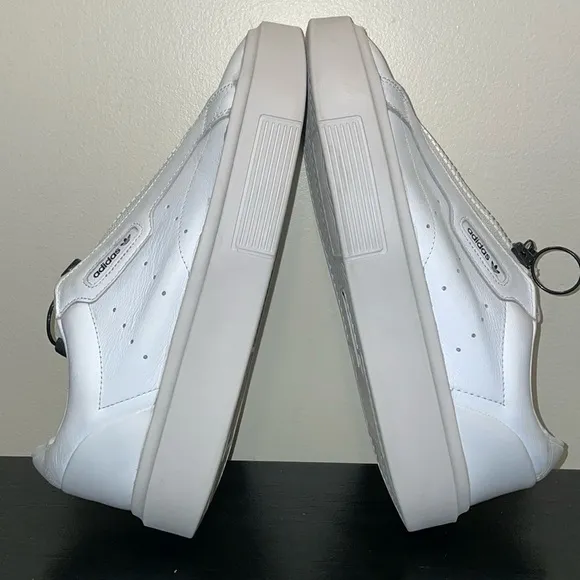 ADIDAS ORIGINALS WOMEN'S SLEEK SUPER ZIP TRAINERS SHOES SNEAKERS WHITE PLATFORM