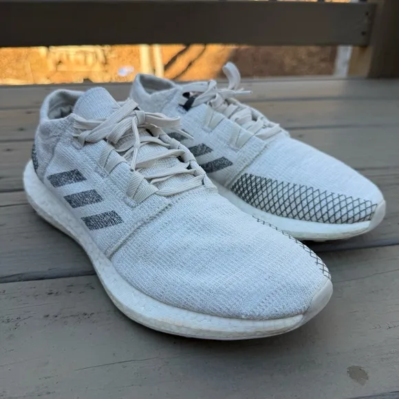 Adidas PureBoost Go J Non Dyed Grey and White shoes size 11