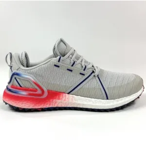 Adidas Solarthon Boost Primegreen Mens Gray Red Spikeless Golf Shoes GW3445