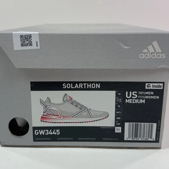 Adidas Solarthon Boost Primegreen Mens Gray Red Spikeless Golf Shoes GW3445