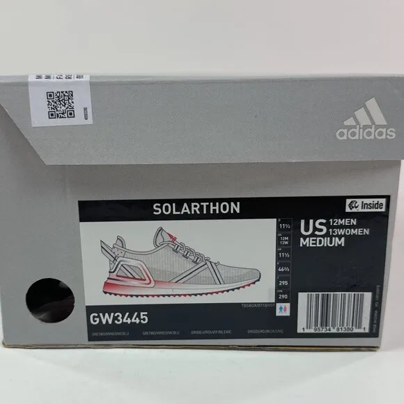 Adidas Solarthon Boost Primegreen Mens Gray Red Spikeless Golf Shoes GW3445