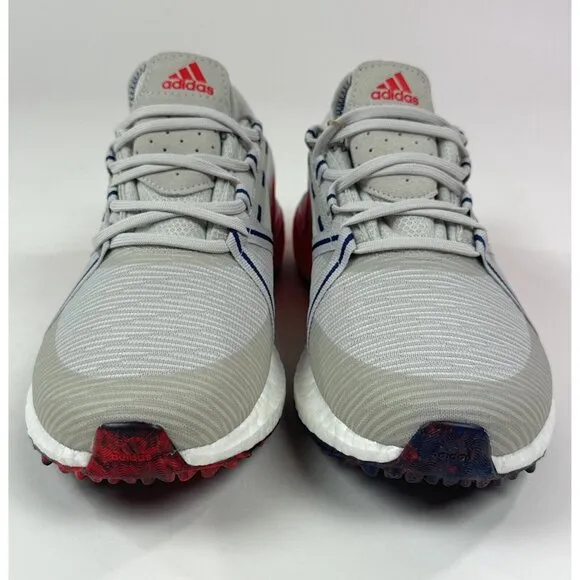 Adidas Solarthon Boost Primegreen Mens Gray Red Spikeless Golf Shoes GW3445