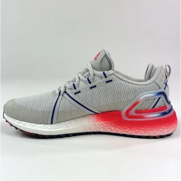 Adidas Solarthon Boost Primegreen Mens Gray Red Spikeless Golf Shoes GW3445