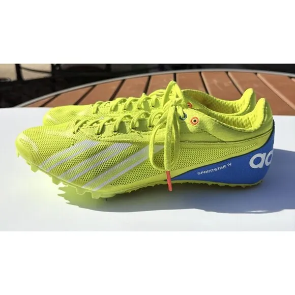 Adidas Sprint Star 4 Mens Size 9.5 Yellow Running Track &amp; Field Spikes Shoes