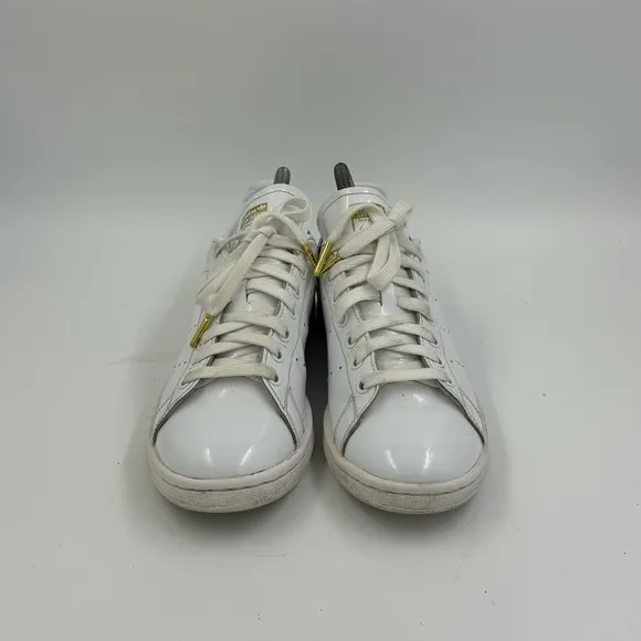 Adidas Stan Smith Sneakers Shoes Womens Size 8 US White Gold Floral Back