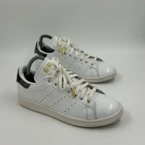 Adidas Stan Smith Sneakers Shoes Womens Size 8 US White Gold Floral Back