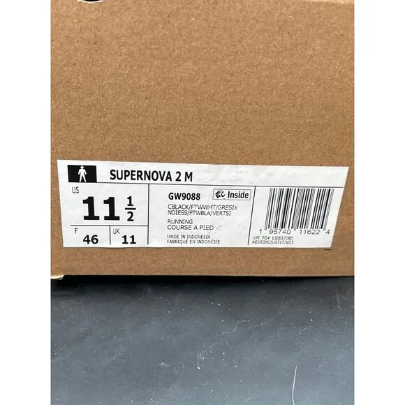 Adidas Supernova 2 M Mens Running Shoes GW9088 Black/White Size 11.5