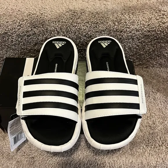 Adidas Superstar 3G Slides Sandals Shoes new white black G61951 Mens Size 7