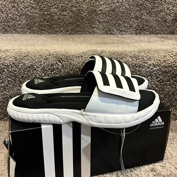Adidas Superstar 3G Slides Sandals Shoes new white black G61951 Mens Size 7